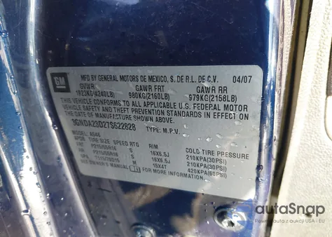 2007 Chevrolet Hhr Lt from USA, damaged, VIN 3GNDA23D27S622828